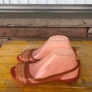 Crocs Isabella Huarache Peach Jelly Flat Slip On Coral Pink Sandals Size W7